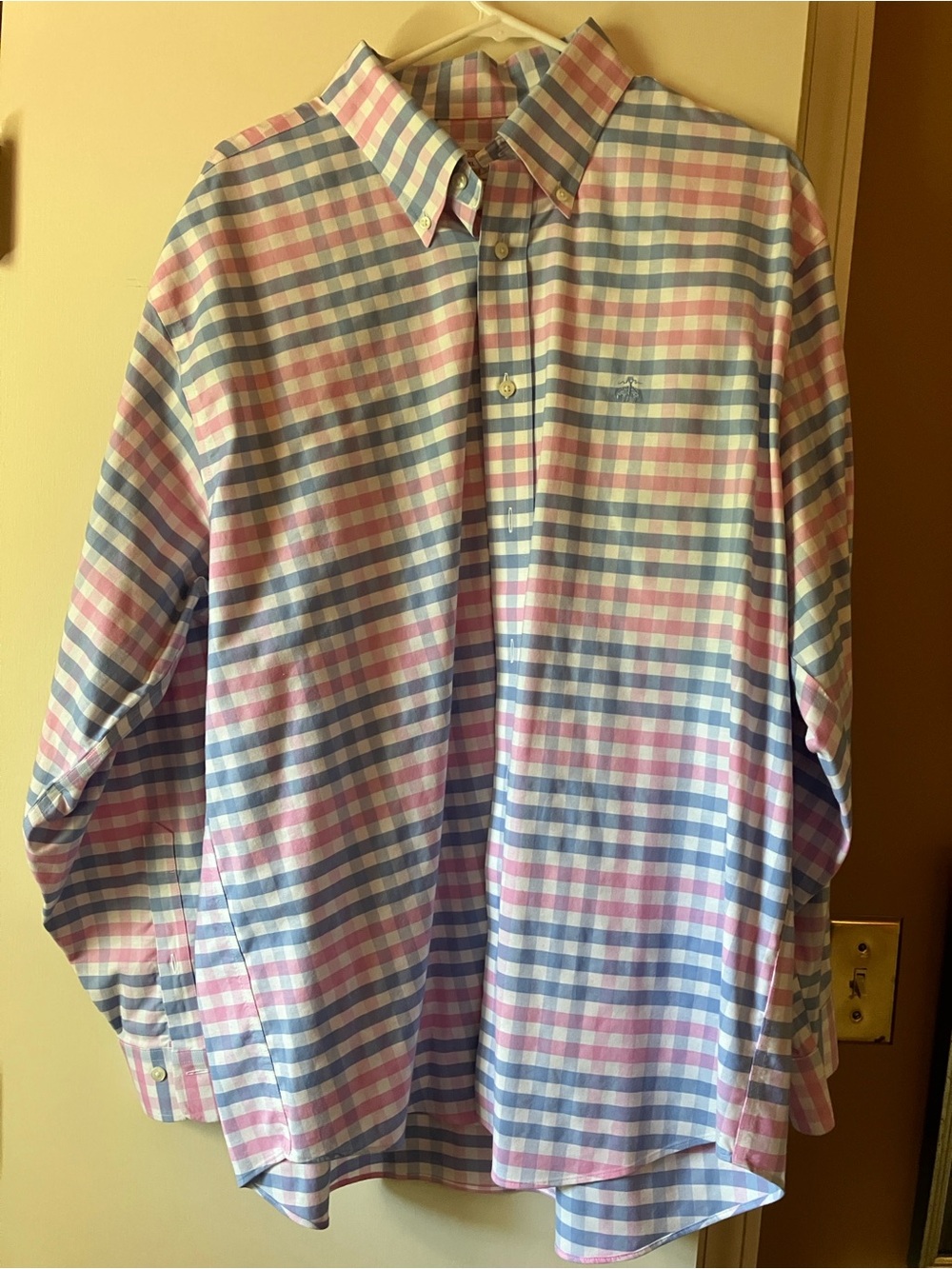 Brooks Brothers button down in pink and blue check | Size XL